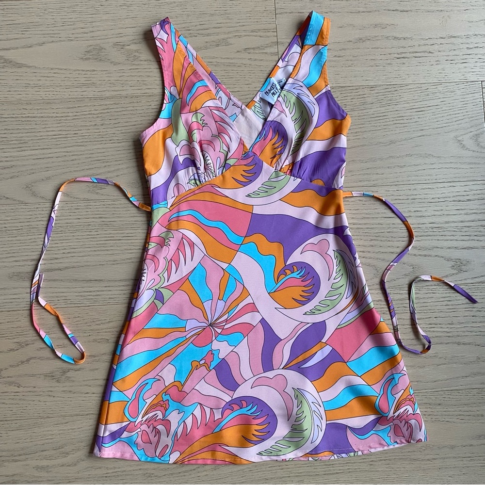 Princess Polly Nellie Mini Dress, Pink Multi, Retro, Summer, Boho, Women’s US 4